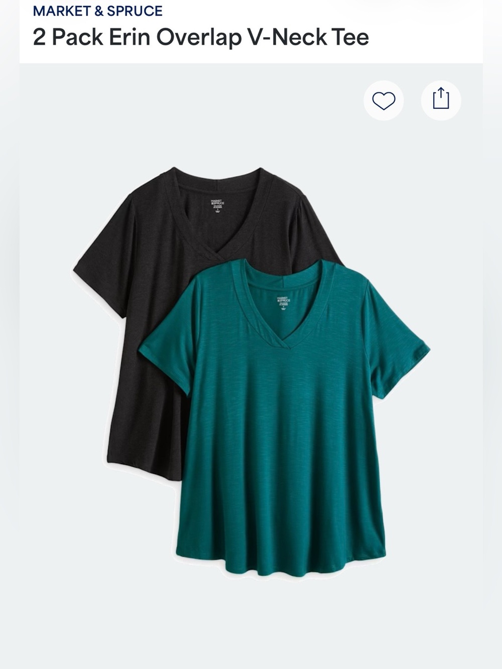 Market & Spruce 2-Pack V-Neck Tees - Black & Teal